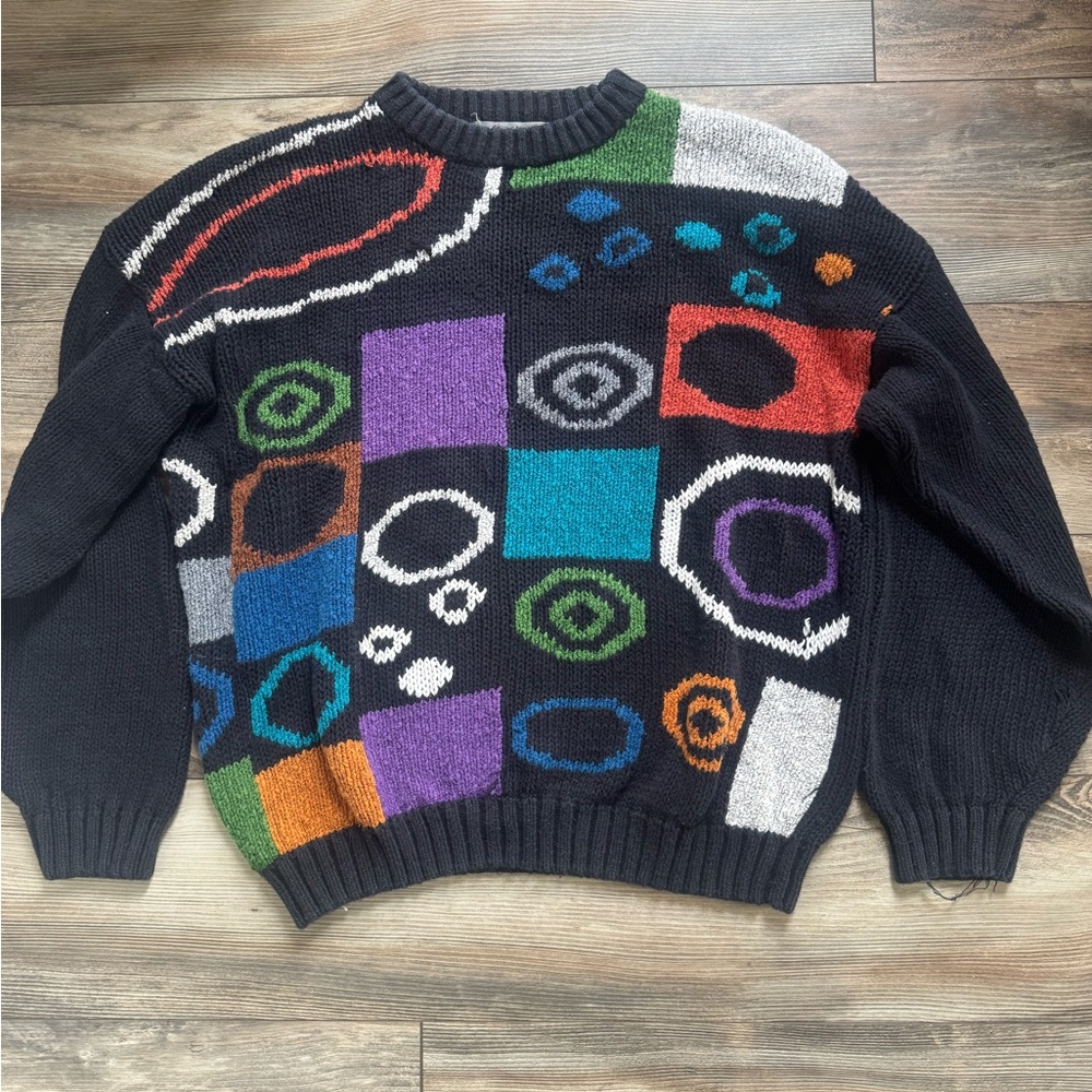 vintage Concrete Colorful Geometric Pattern Sweater
